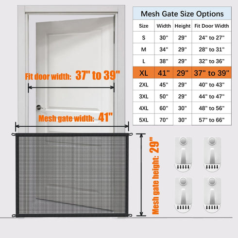 Dog Gate for Stairs Pet Gates for The House: Dogs Screen Mesh Gate for Doorways Stairways Indoor Safety 29 inches Tall, 41 inch Wide...