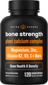 Calcium Supplement for Bone Strength | Plant Calcium Citrate + Vitamin D3, K2, Magnesium, Zinc, Potassium, Boron & Strontium | Premium Extra Stren...