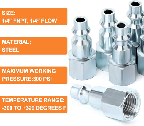 GASHER 1/4-Inch NPT Female Industrial Air Plug, Pneumatic Plugs 300PSI (30-Pack)...
