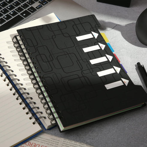 CAGIE 5 Subject Notebook for Work 240 Pages Spiral Notebooks College Ruled with Dividers Tabs A5 Small Note Book for School Office Supplies Note T...