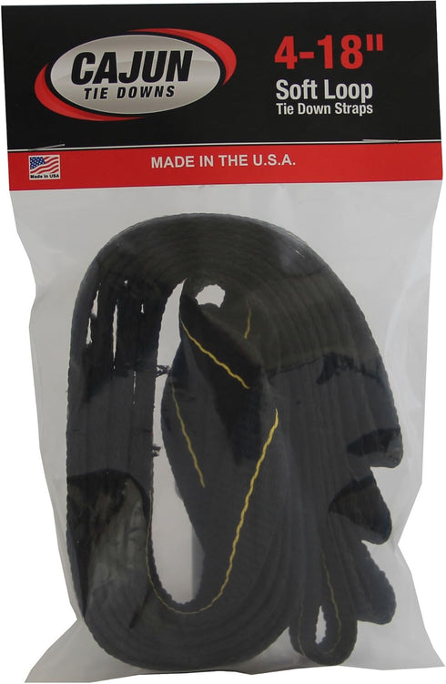 18" Soft Loop Tie Down Straps, 4 Pack. 2,789 Lb Break Strength. Made in The USA...