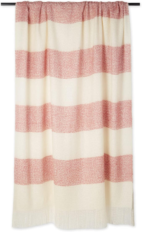 DII Coastal Acrylic Rugby Stripe Woven Throw, 50x60, Red...