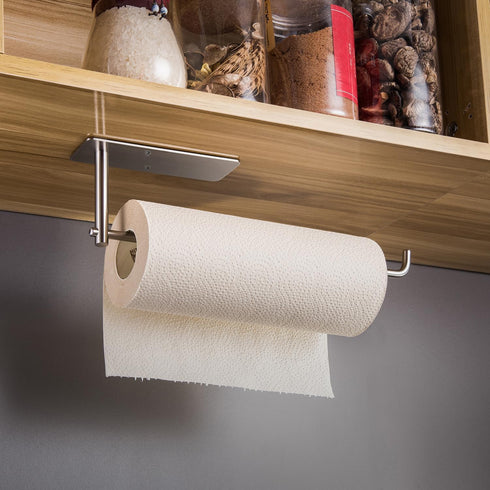 SUNTECH Paper Towel Holder Under Cabinet - Self Adhesive Towel Paper Holder Stick on Wall for Kitchen, Bathroom Paper Towel Holder Organizer&Stora...