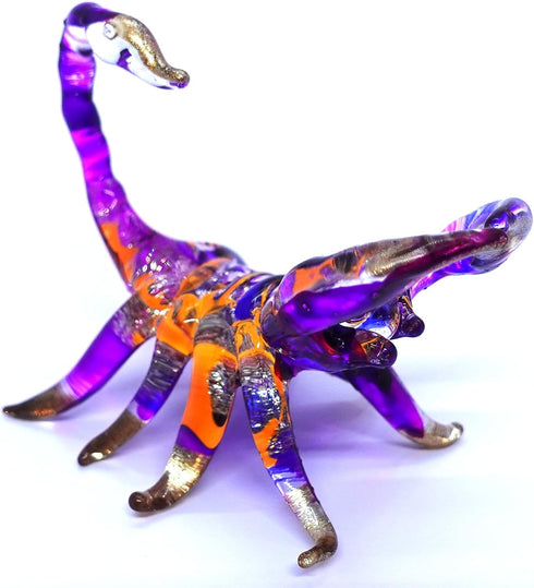 Scorpion Miniature Figurines Animals Hand Painted Blown Glass Art Gold Trim Collectible Gift Decorate, Orange Purple...