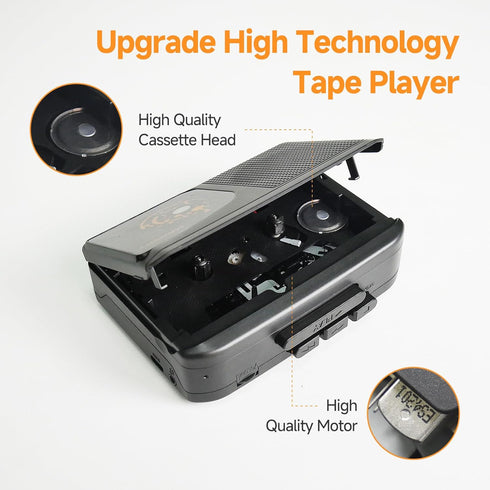 Portable Walkman Cassette Player Converter, Cassette to Digital Converter via USB, Compatible with PC/Laptops, Built-in Speaker&Headphone, Full St...