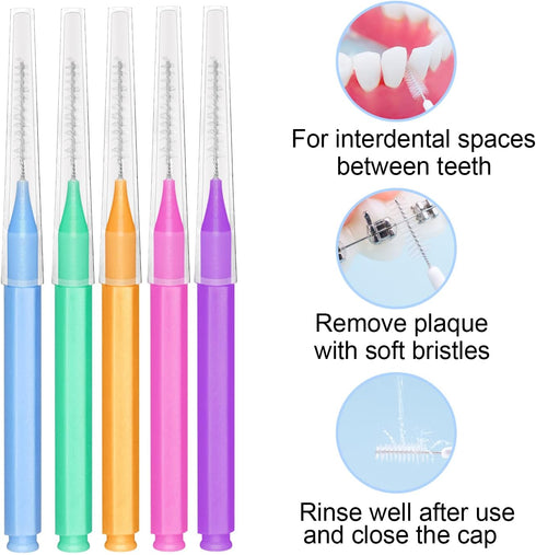 EasyHonor Braces Brush for Cleaner Interdental Toothpick Dental Tooth Flossing Head Oral Hygiene Flosser Cleaners Cleaning Tool (5Colors,75pcs)...