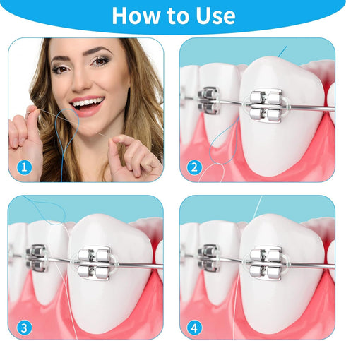 Dental Floss Threaders, 100PCS Dental Floss Deep Clean Dental Threader Interdental Floss for Braces Bridges Implants Oral Health Care 2Pack(Green)...