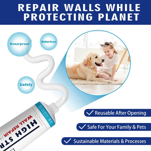 Drywall Repair Kit - 2 Pack Spackle Wall Repair with Scraper and Sandpaper | Effortlessly Wall Patch Repair Kit | Wall Putty for Filling Holes | F...