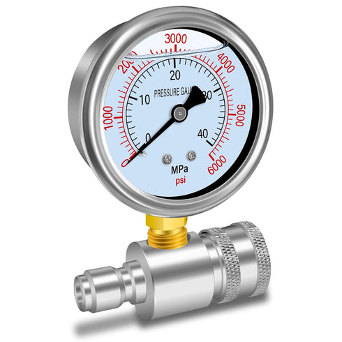 Boltigen Pressure Washer Gauge Kit, Pressure Gauge for Power Washer with 3/8inch Quick Connect, Stainless Steel, 6000PSI...