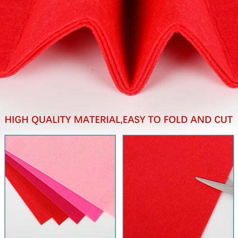 Whaline 18Pcs Red Pink Felt Fabric Sheets Assorted Soft Thick Craft Felt Pack for Valentine's Day DIY Craft Sewing Patchwork Art Projects, 7.9 x 1...