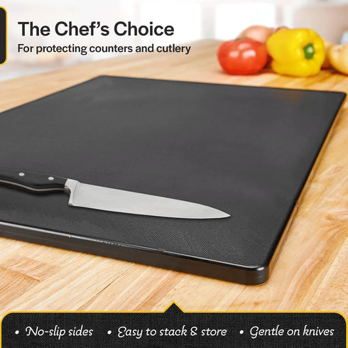 Thirteen Chefs Large 18 x 12 Black Plastic Cutting Board - 1/2" Thick HDPE for Restaurants and Professional Kitchens, NSF...