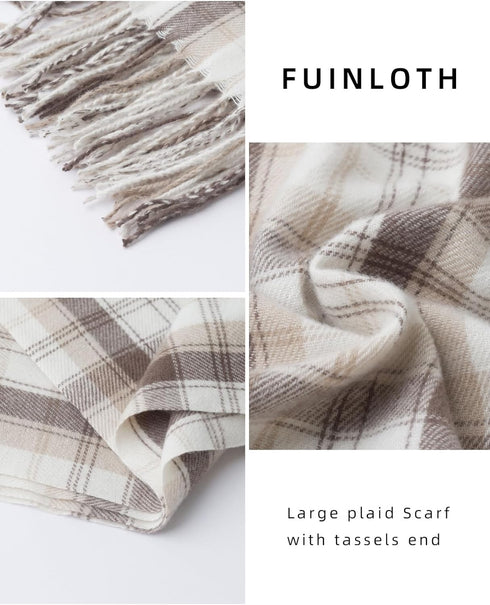 Fuinloth Women's Large Plaid Scarf Fashion Long Shawl Wrap for Winter Warm Lightweight...
