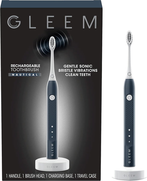 Gleem Rechargeable Electric Toothbrush, Nautical Blue...