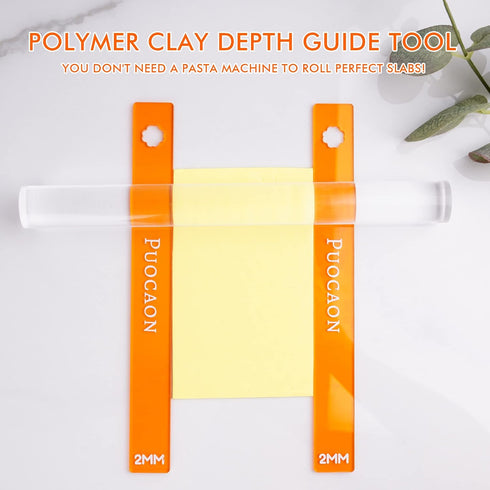 Puocaon Clay Depth Guides - Polymer Clay Thickness Guide Set for Clay Jewelry Making, 8 Pcs Clay Rolling Tools for Polymer Earrings, Roller Depth ...