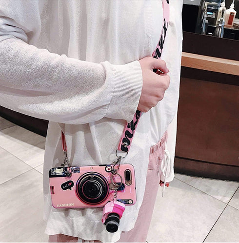 yandi Compatible with iPhone 13 Pro Max Case (6.7 inch) with Lanyard, Cute iPhone Case Blue Ray Camera Style Cover with Key Chain, Bling Lightweig...