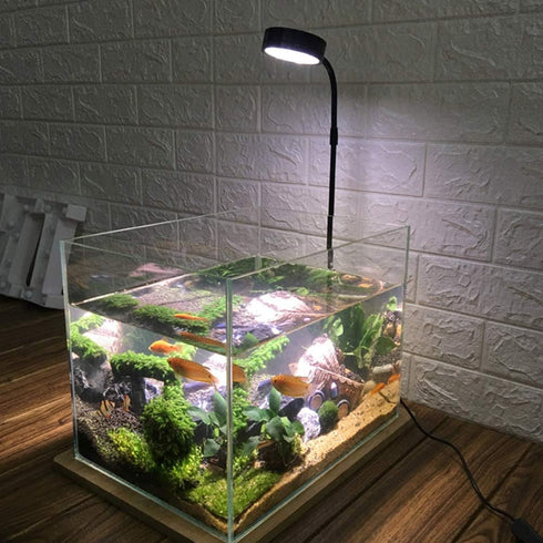 LED Aquarium Light 360 Degree Full Spectrum LED Light with Bamboo Board 10W Nano Fish Tank Light USB Powered Flat Nano Aquarium Light Bett a Fish ...