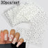 30Pcs/Set Glitter White Flower Nail Art Stickers, Small Floral Self Adhesive Nail Decals Nail Supplies White Flowers with Rhinestones Design- 3D N...
