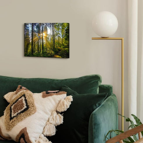 Forest Wall Art Nature Pictures Wall Decor Living Room Mountain Landscape Photo Prints Sunrise Green Trees Scenery Poster Painting Framed Artwork ...