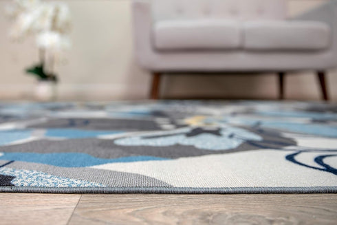 Rugshop Modern Large Floral Non-Slip (Non-Skid) Area Rug 20" X 30" Gray-Blue...
