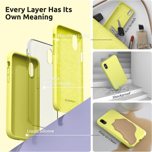 SURPHY Designed for iPhone Xs Case and for iPhone X Case with Microfiber Lining, Thickened Liquid Silicone Phone Case for iPhone X XS 5.8 inches, ...