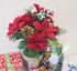 Admired By Nature 14 Stems Artificial Poinsettia Bouquet Fake Christmas Flowers, Faux Velvet Poinsettia Carnation Christmas Bush for Home Decor, H...