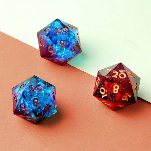 YEMEKO 3Pcs D20 DND Dice Set with 3 Color Resin Sharp Edge, 20 Sided D&D Dice 22mm Handmade Polyhedral D&D Dice for RPG, Roleplaying Games MTG Tab...