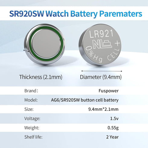 371 370 AG6 Battery 1.5v Button Cell Watch Batteries (100 Count (Pack of 1))...