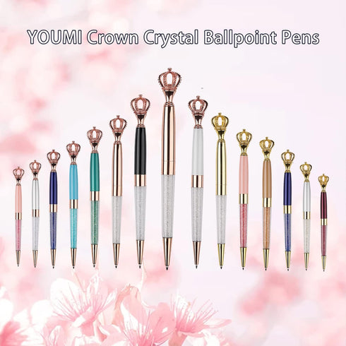 YOUMI Ballpoint pen, 6Pcs crown crystal metal pen, sparkling cute pen, Personalized Crystal Pens?Black Ink Glitter Diamond Pen for Note, Tab, Offi...