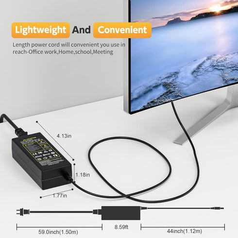 19V Power Cord Compatible with Samsung TV 32" UN32J4000, UN32J4000AF, UN32J400DAF, UN32J400DAFXZA, UN32J5205, UN32J5205AF, UN32J5205AFXZA, UN32J50...