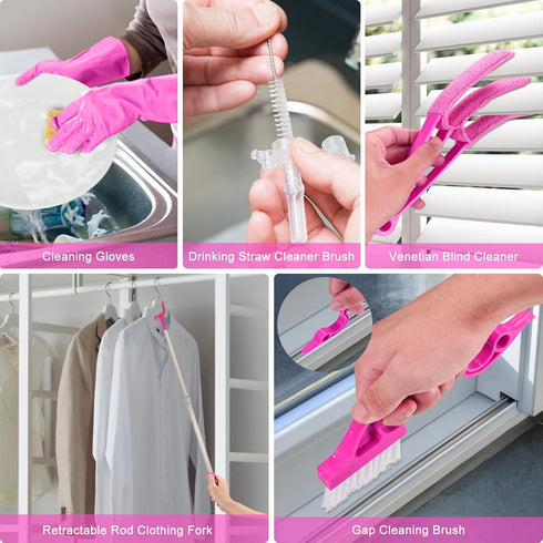 15PCS Microfiber Feather Duster Set Bendable & Washable with 100-inch Extension Pole Dusters for Cleaning High Ceiling Fan, Blinds, Cars, Furnitur...