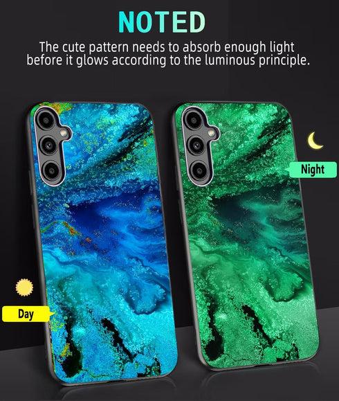 Samsung Galaxy A54 Case, Slim Fit Blue Watercolor Glow in The Dark Hybrid Hard PC Soft TPU Bumper Shockproof Drop Protective Women Men Phone Cover...