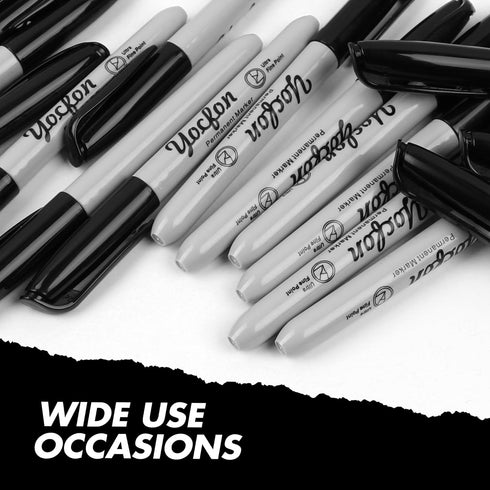 Ultra Fine Point Black Permanent Markers, 24 Pack Ultra Fine Point Black Permanent Marker set, Works on paper, Plastic, Stone, Glass, Metal...