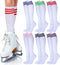 Unittype 6 Pair White Knee High Socks for Women Striped Socks Long Socks Tube Socks Roller Skate Socks for Girls Youth Gift...