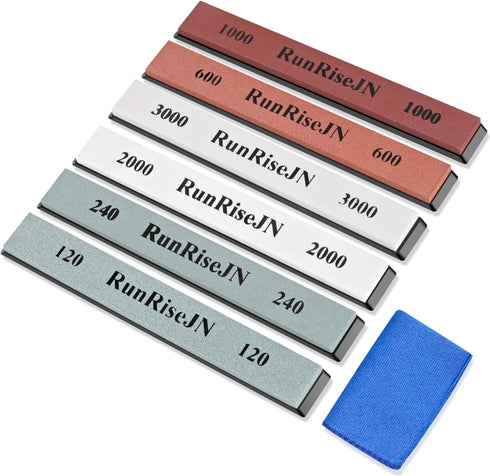 6 Pcs Knife Sharpening Stones For Knife Sharpener With Fixed Angle, Sharpening stone with base Professional Sharpening Stone Set: 120 240 600 1000...