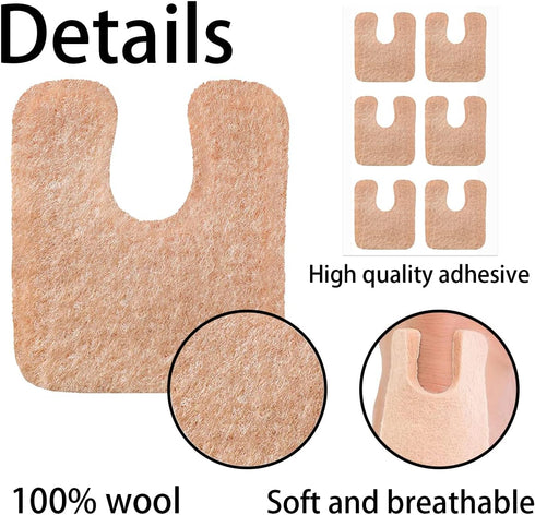 48 Pieces U Shaped Felt Callus Pads Metatarsal Pads Forefoot Foot Pads Pain Relief Foot Cushion Keep Protecting Calluses from Rubbing on Shoes Adh...