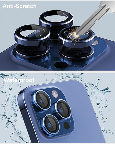 for iPhone 15 Pro/iPhone 15 Pro Max Camera Lens Protector, Metal Ring Plus 9H Tempered Glass Screen Protection Case Friendly Camera Cover for iPho...