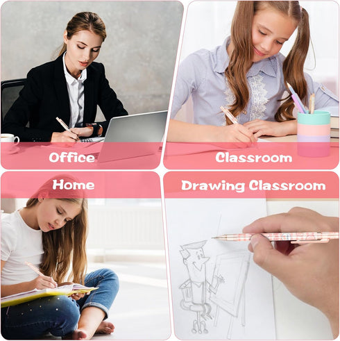 Pink Peach Mechanical Pencil Set, 4pcs Cute Mechanical Pencils with A Tube of 0.5MM Pencil Refills & Top Erasers Aesthetic School Supplies Back to...