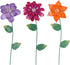 Floral Garden Stake Decor,Glow in Dark Outdoor Plant Pick Water Proof Metal Flower Stick for Lawn Yard Patio,Pathway Ornament,Set of 3...