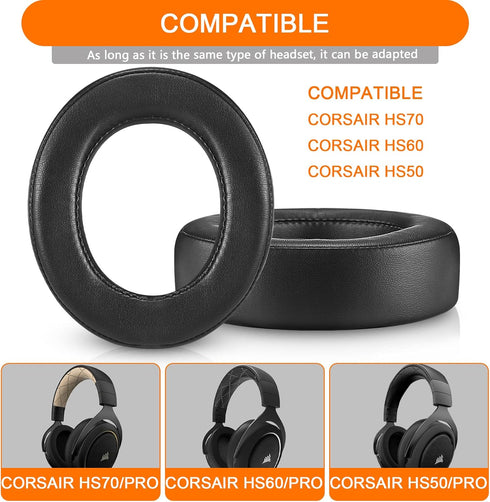 HS60 Earpads, GVOEARS Replacement Ear Pads Cushion for Corsair HS70/Pro HS60/Pro HS50/Pro, Durable Leather Gaming Headset Noise Isolation Earpads ...