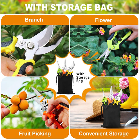 Garden Pruning Shears,3 Pack Stainless Steel Pruning Shears for Gardening,Garden Scissors Set with Storage Bag,Garden Clippers Handheld,Garden Too...