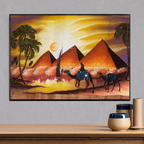QAZWSX Egypt Desert Pyramid 5D DIY Diamond Arts Kits for Kids Beginner, Landscape Full Drill Diamond Art Painting Kits Mosaic Diamond Dots Cross S...
