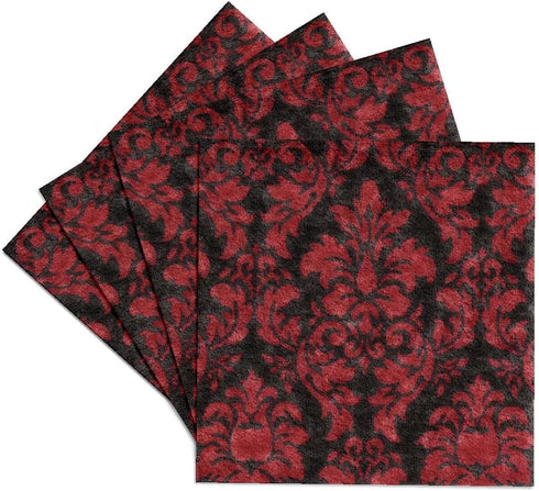 3dRose cst_62562_3 Victorian Red N Black Damask-Ceramic Tile Coasters, Set of 4...
