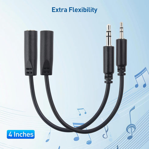 Cable Matters Combo-Pack 2.5mm and 3.5mm Headphone Adapter Kit (2.5mm to 3.5mm Adapter and 3.5mm to 2.5mm Adapter) in Black - 4 Inches......