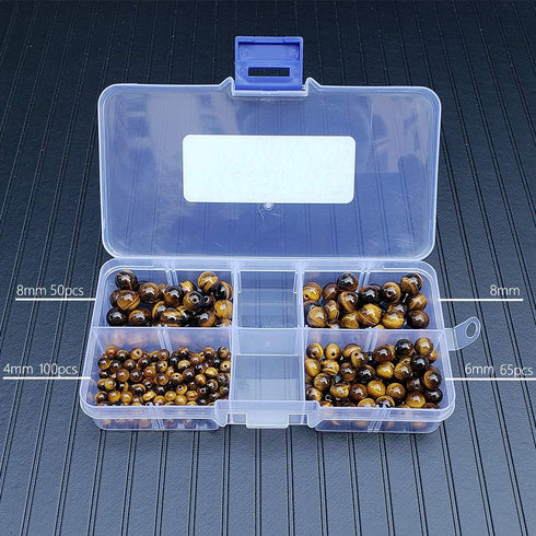 4mm 6mm 8mm Stone Beads Kit for Jewelry Making, Natural Gemstone Round Loose Beads Set for Bracelet Necklace Earring, Tiger Eye 215pcs...