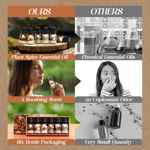 Autumn Spice Essential Oils Set, Fragrance Oil Gift Set for Oil Diffusers, Scented Oils for Soap Candle Making 6x10ml - Cinnamon, Nutmeg, Vanilla,...