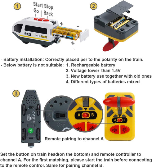 Train Track Accessories Remote Control Train, Battery Operated Locomotive Train Toy for Toddlers Train Set, Powerful Engine Train Vehicle Fits All...