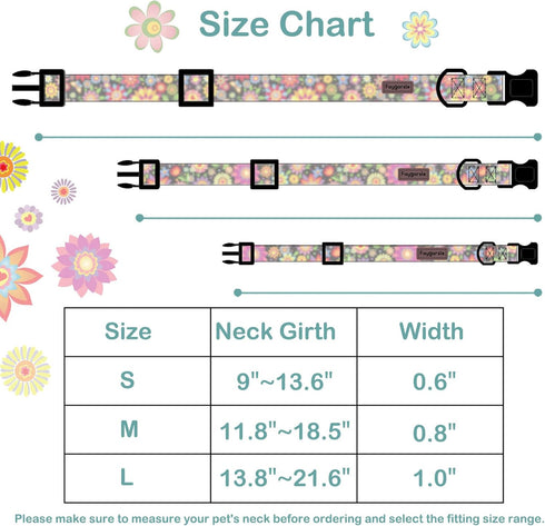 Faygarsle Floral Dog Collar for Girls and Female Dogs Soft and Fancy Pet Collar with Flower Design Ideal Black Dog Collar for Small Medium Large D...