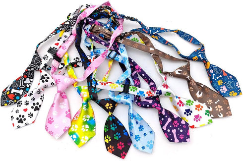 PET SHOW 10pcs Pack Paw Small Dog Ties Neckties for Doggies Cats Adjustable Holiday Birthday Grooming Accessories Neck Ties Bowties Girl Boy Festi...