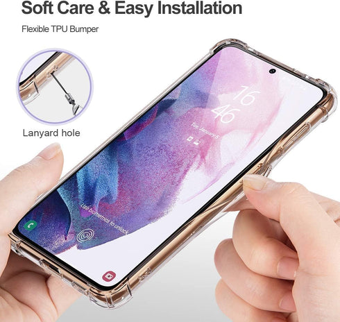 KIOMY Clear Case for Samsung Galaxy S21 5G Airbag Corners Shockproof Bumper Protective Phone Cover, Hybrid Design Hard PC Back with Flexible TPU F...