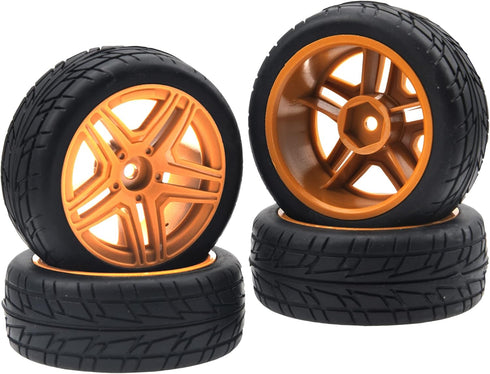 OD2.75'' 12mm Hex Hub Wheel Rims Nylon & Rubber Tires Compatible with HSP Tamiya HPI Kyosho Traxxas WLtoys 1/10 1/12 On-Road Touring Car,Wltoys 14...